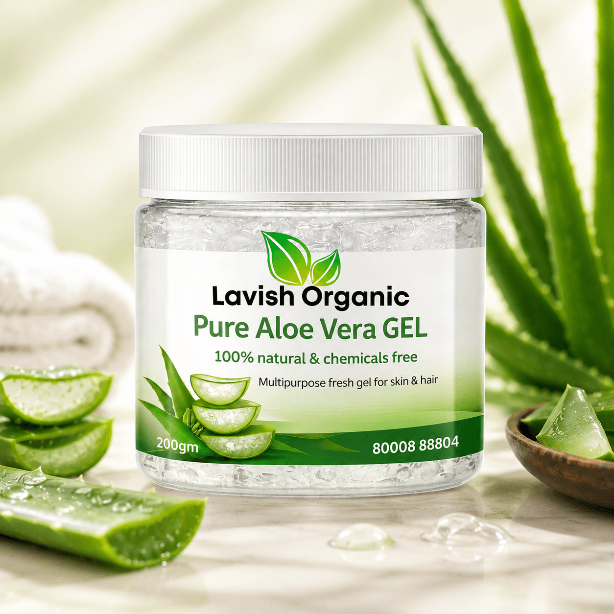 Lavish Organic Pure Aloe Vera Gel โ Multipurpose Skin & Hair Gel (200gm)