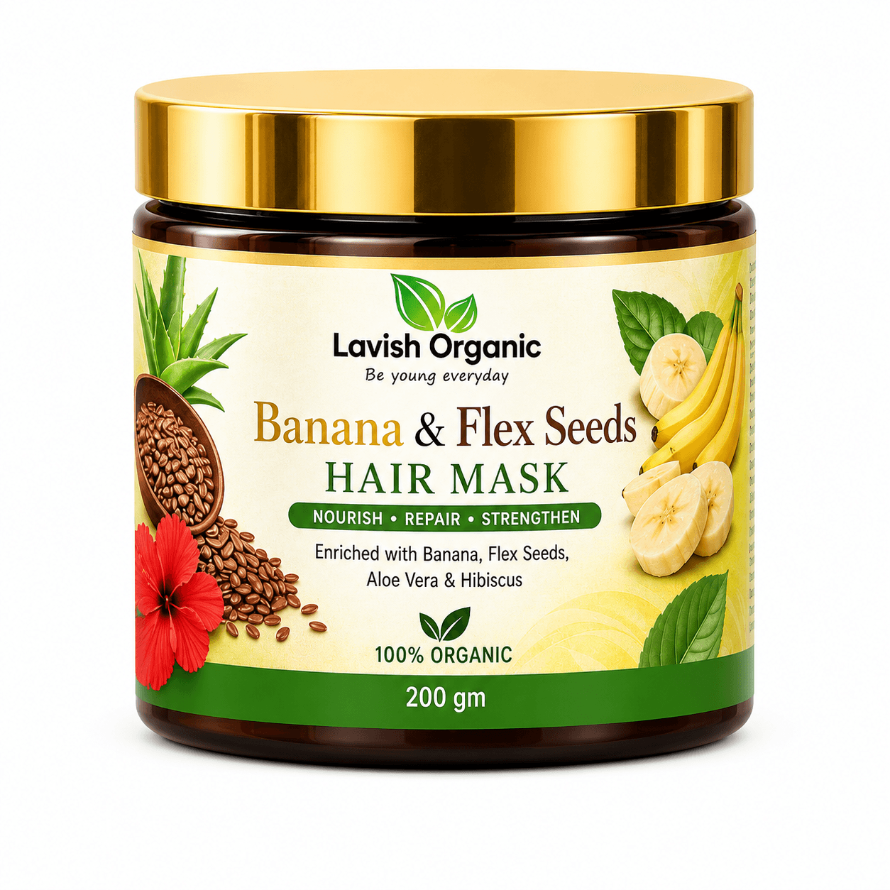 Lavish Organic Banana & Flex Seeds Hair Mask โ Nourishing Hair Care Mask (200gm)